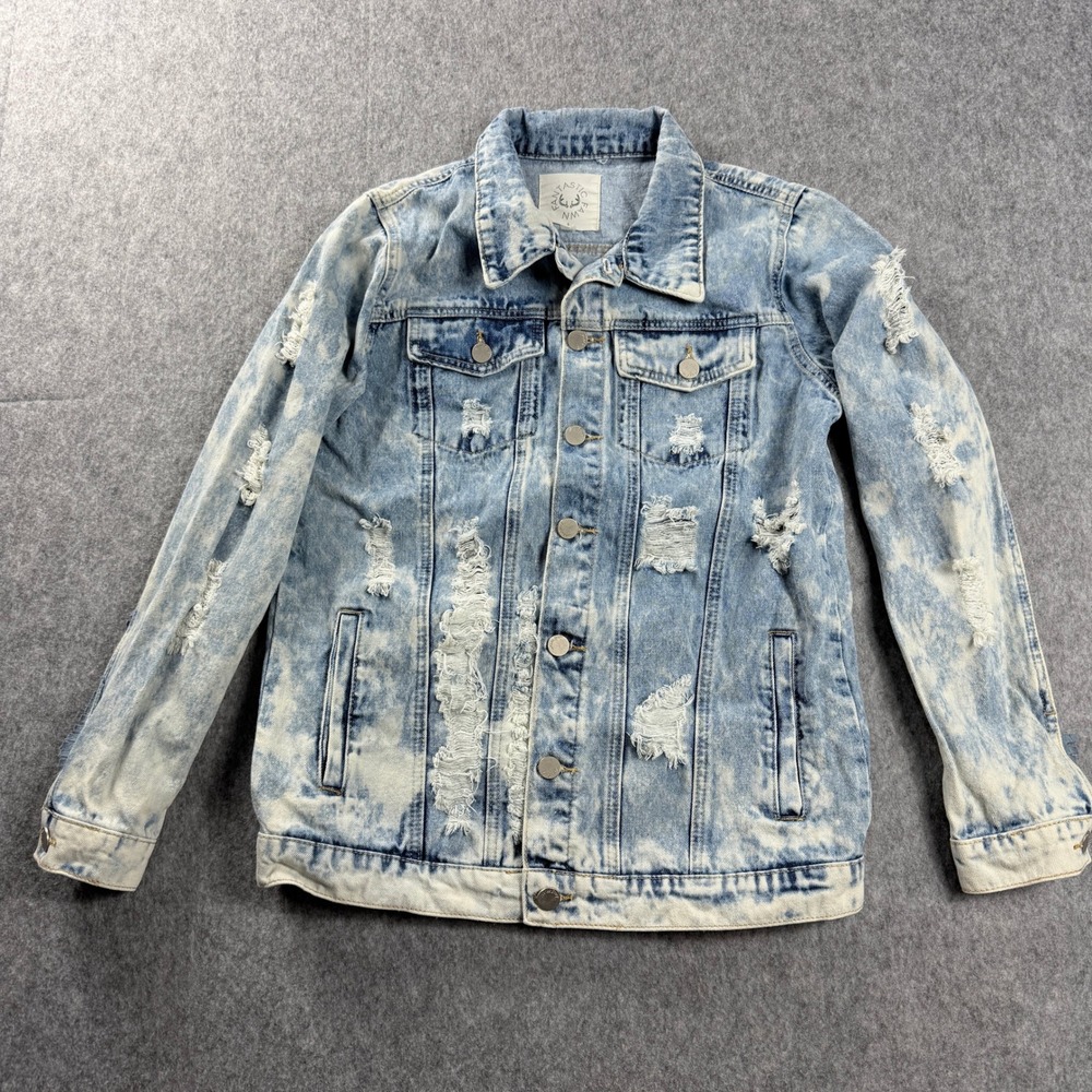 Fantastic Fawn Women Jacket Small Light Wash Distressed Denim Trucker‎ Blue